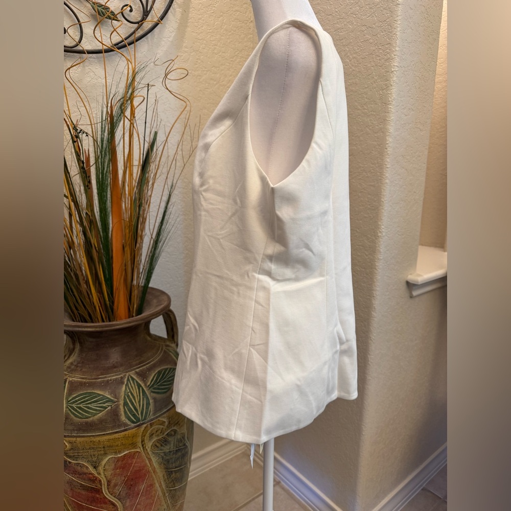 NWT OGL White Sleeveless Longline Button-Up Vest/Waistcoat Women’s Size Large - Picture 4 of 14